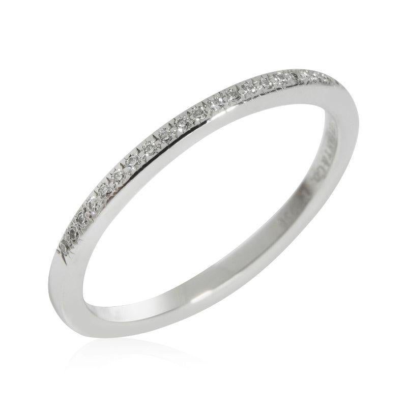 TIFFANY & Co. Platinum 1.5mm Half Circle Diamond Lucida Band Ring 5 In Excellent Condition For Sale In Los Angeles, CA