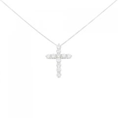 TIFFANY & Co. Platinum 1.71ct Diamond Cross Pendant Necklace Large