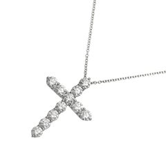 TIFFANY & Co. Platinum 1.71ct Diamond Cross Pendant Necklace Large