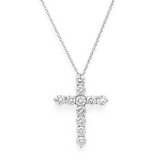 TIFFANY & Co. Platinum 1.71ct Diamond Cross Pendant Necklace Large