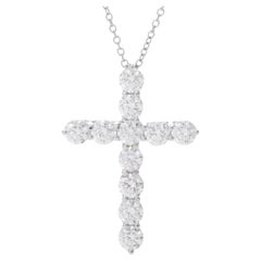 TIFFANY & Co. Platinum 1.71ct Diamond Cross Pendant Necklace Large