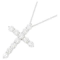 TIFFANY & Co. Platinum 1.71ct Diamond Cross Pendant Necklace Large