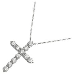 TIFFANY & Co. Platinum 1.71ct Diamond Cross Pendant Necklace Large