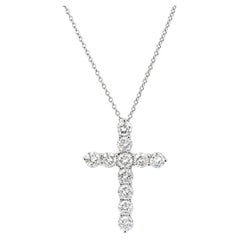 TIFFANY & Co. Platinum 1.71ct Diamond Cross Pendant Necklace Large