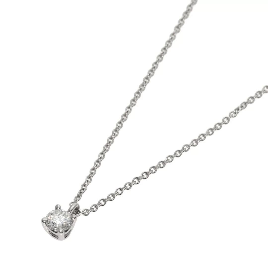 Round Cut TIFFANY & Co. Platinum .17ct Solitaire Diamond Pendant Necklace