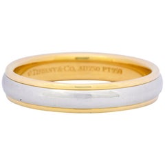 Vintage Tiffany & Co. Platinum 18 Karat Gold Two-Tone Wedding Band Unisex Stacking Ring