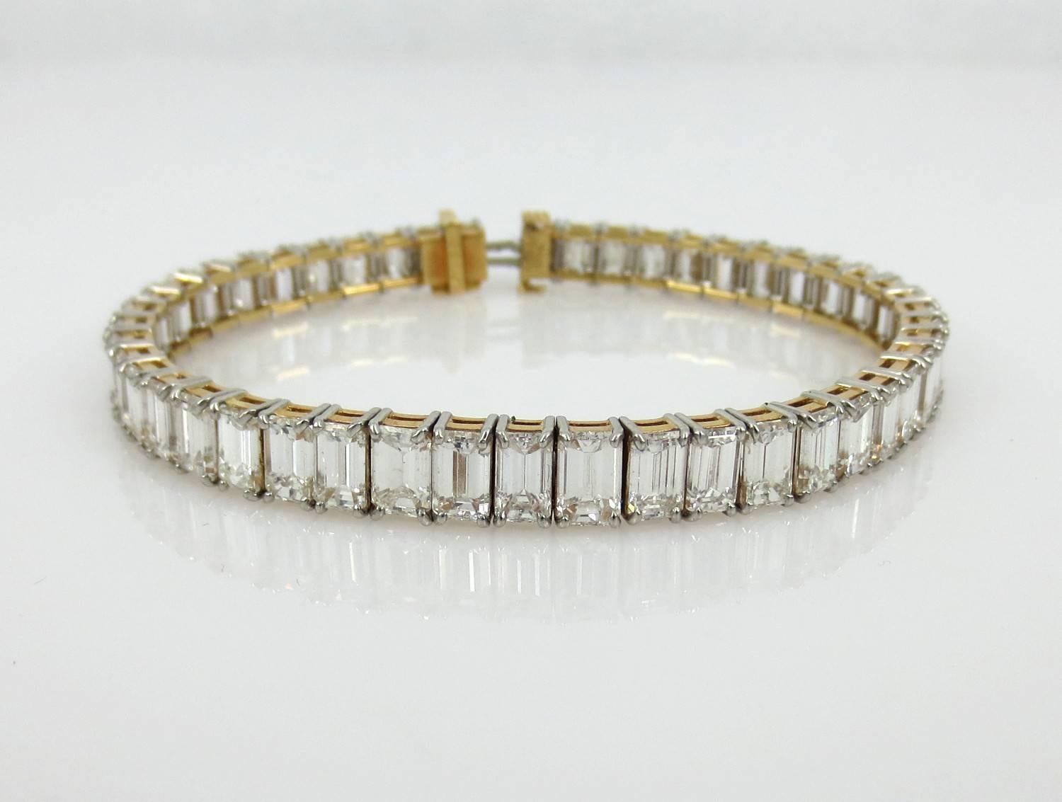 Tiffany & Co. Platinum/18 Karat Vintage Emerald Cut Straight Line Bracelet 1