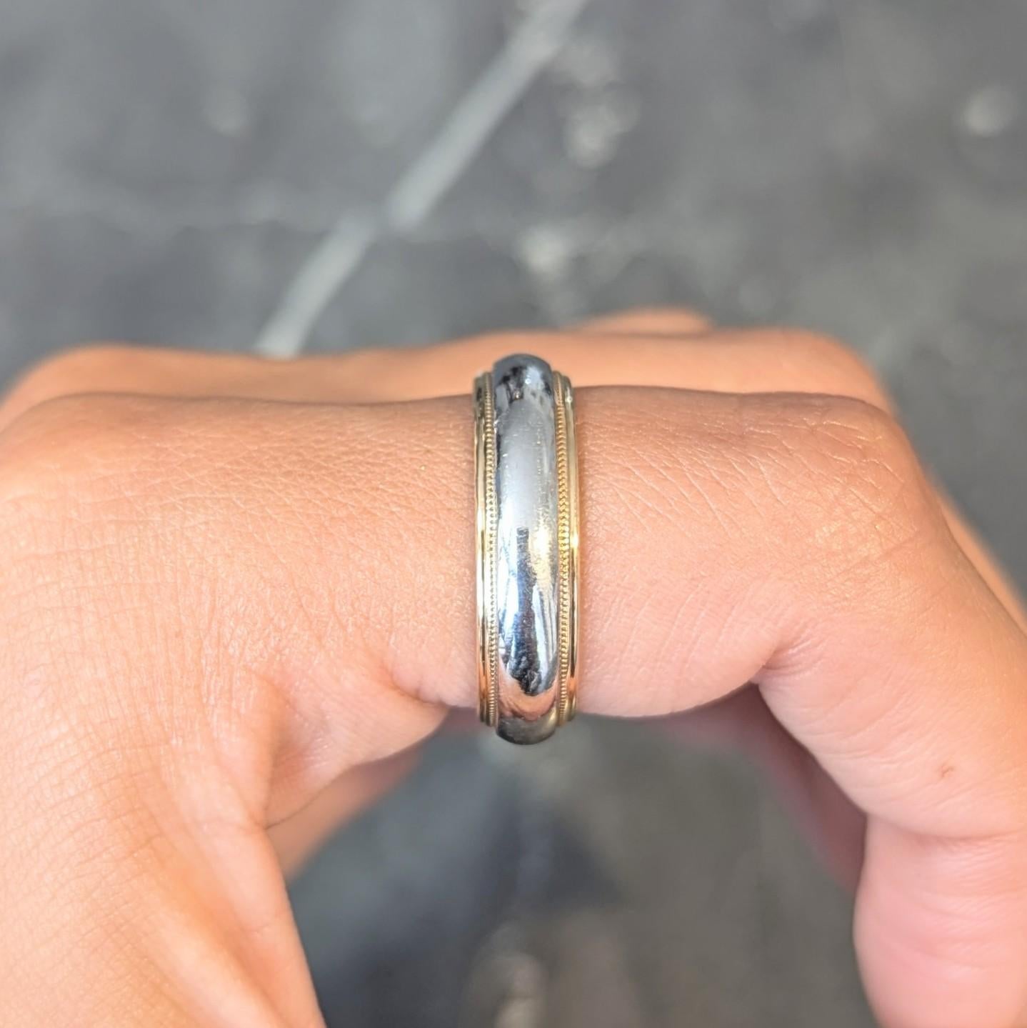 Tiffany & Co. Platinum 18 Karat Yellow Gold Contemporary Wedding Band Ring 7