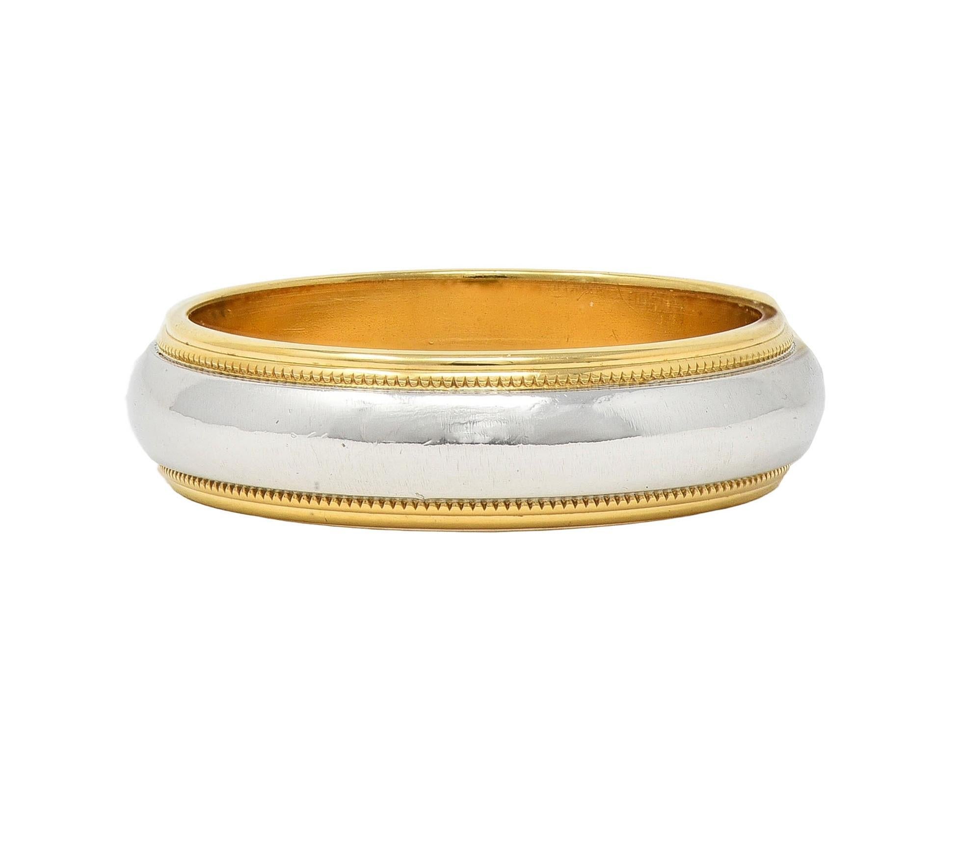 Women's or Men's Tiffany & Co. Platinum 18 Karat Yellow Gold Contemporary Wedding Band Ring