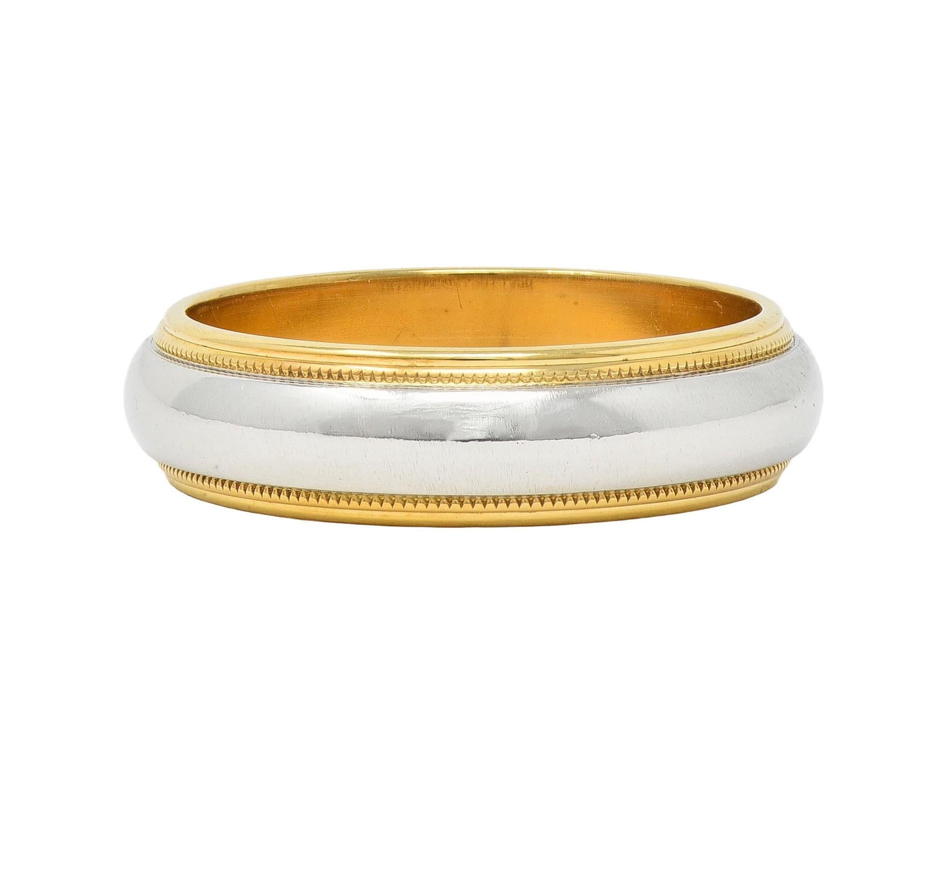 Tiffany & Co. Platinum 18 Karat Yellow Gold Contemporary Wedding Band Ring 2