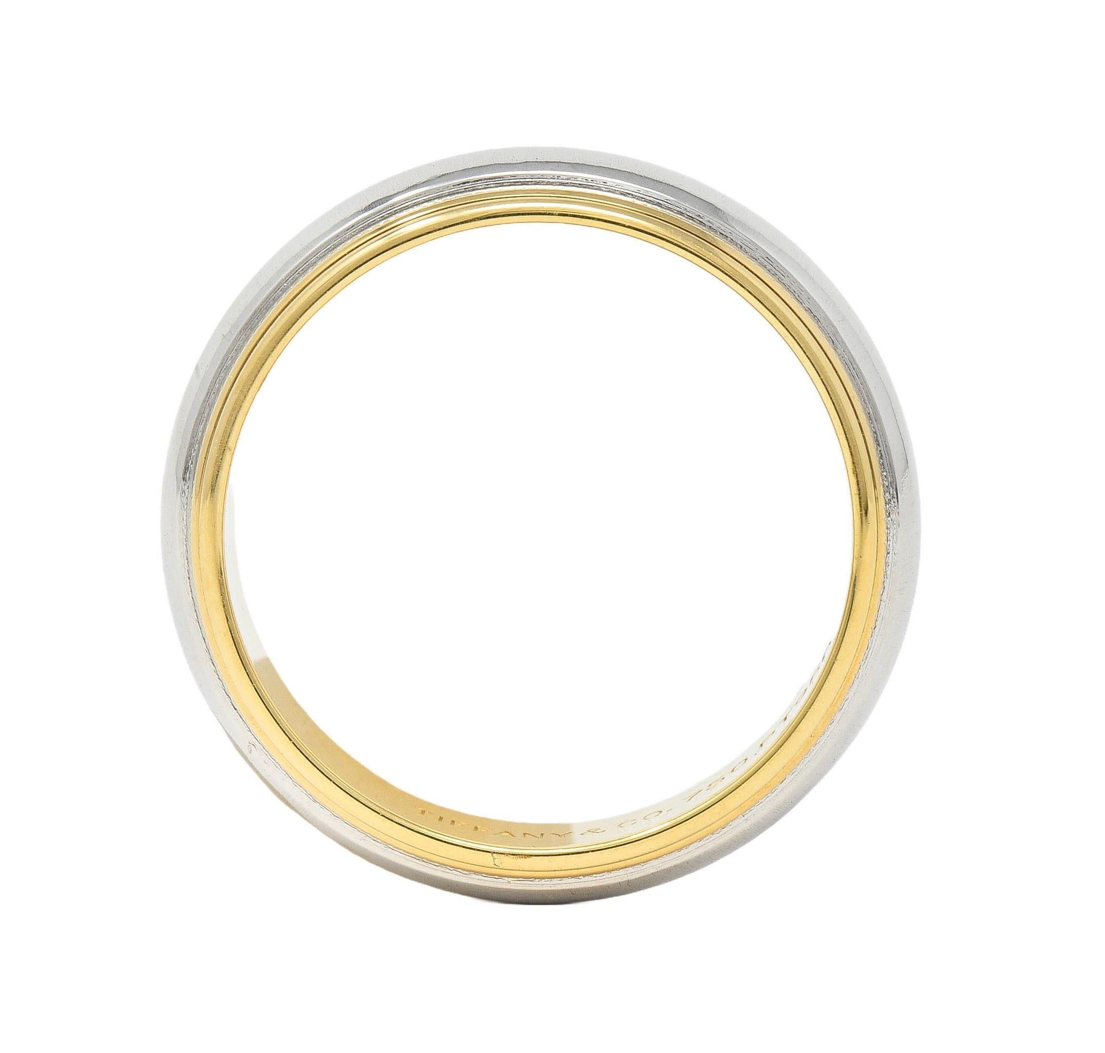 Tiffany & Co. Platinum 18 Karat Yellow Gold Contemporary Wedding Band Ring 3