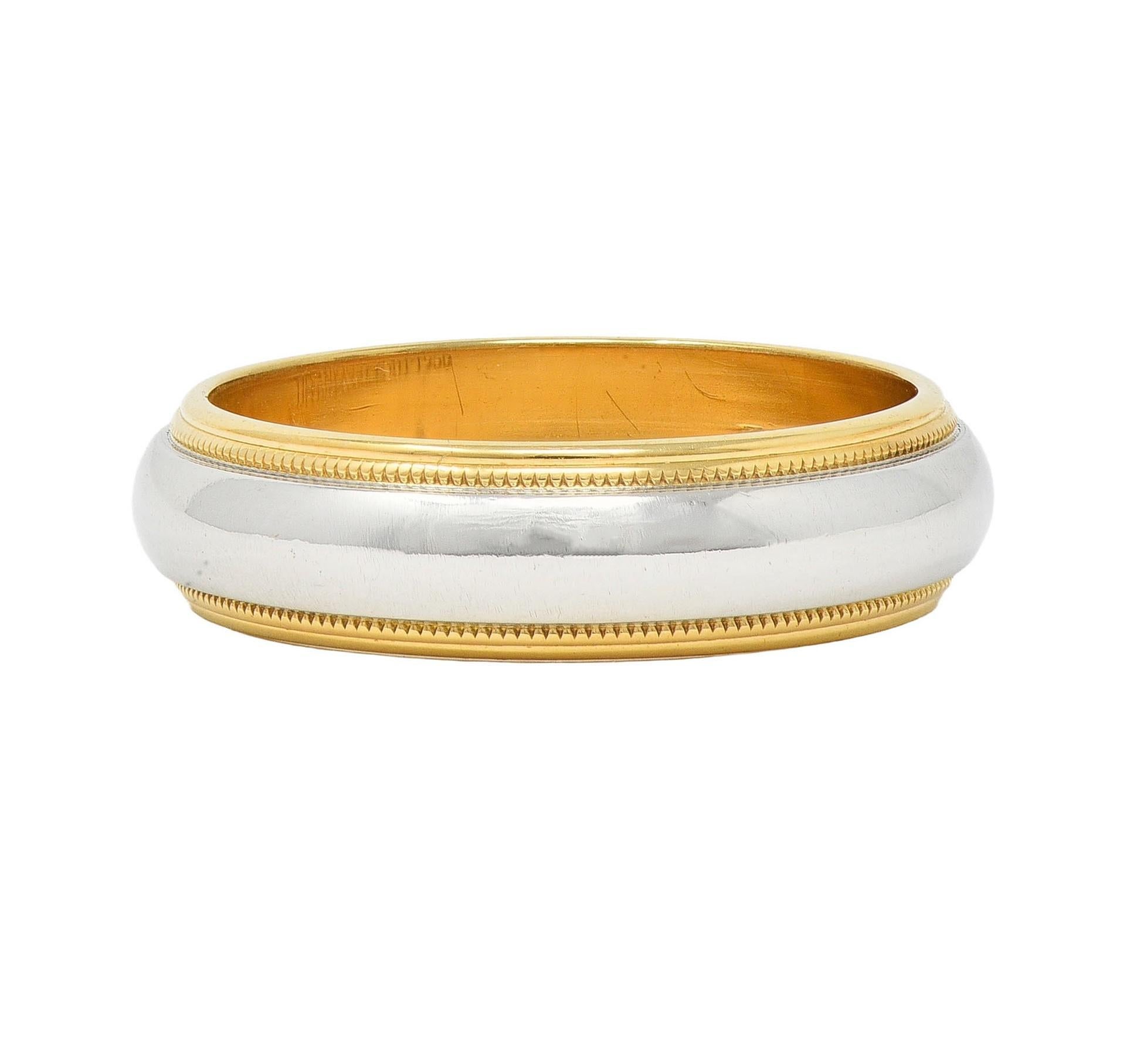 Tiffany & Co. Platinum 18 Karat Yellow Gold Contemporary Wedding Band Ring 4