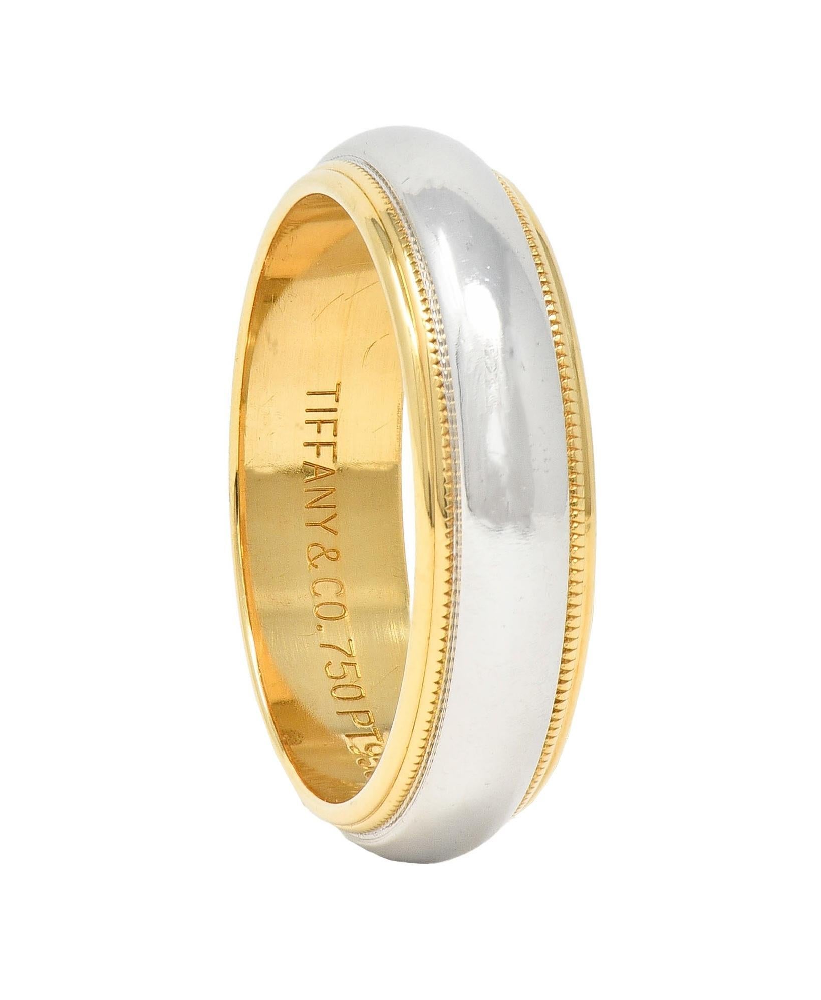 Tiffany & Co. Platinum 18 Karat Yellow Gold Contemporary Wedding Band Ring 5