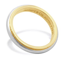 Tiffany & Co. Platin & 18 Karat Gelbgold Milgrain Hochzeitsband