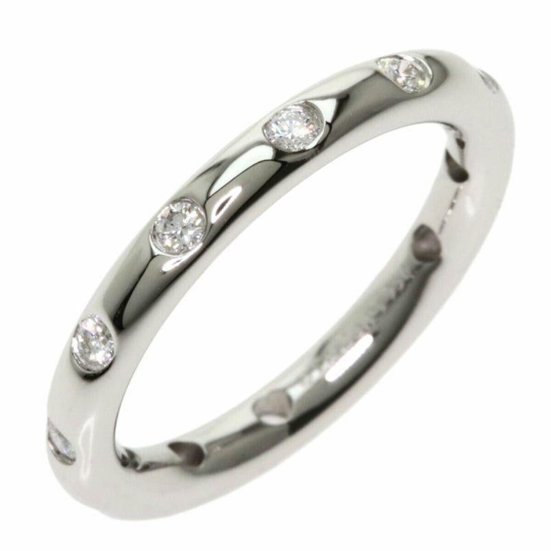 Round Cut TIFFANY & Co. Platinum .18ct Diamond Bezet Band Ring 4.5 New For Sale