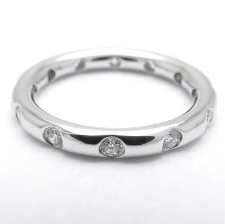 Round Cut TIFFANY & Co. Platinum .18ct Diamond Bezet Band Ring 6.5 For Sale