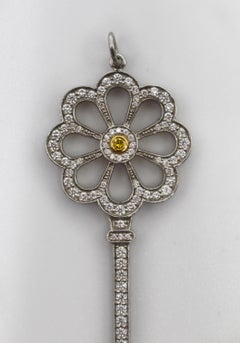 Tiffany & Co. Platinum 18-Carat Gold Diamond Bloom Key Pendant