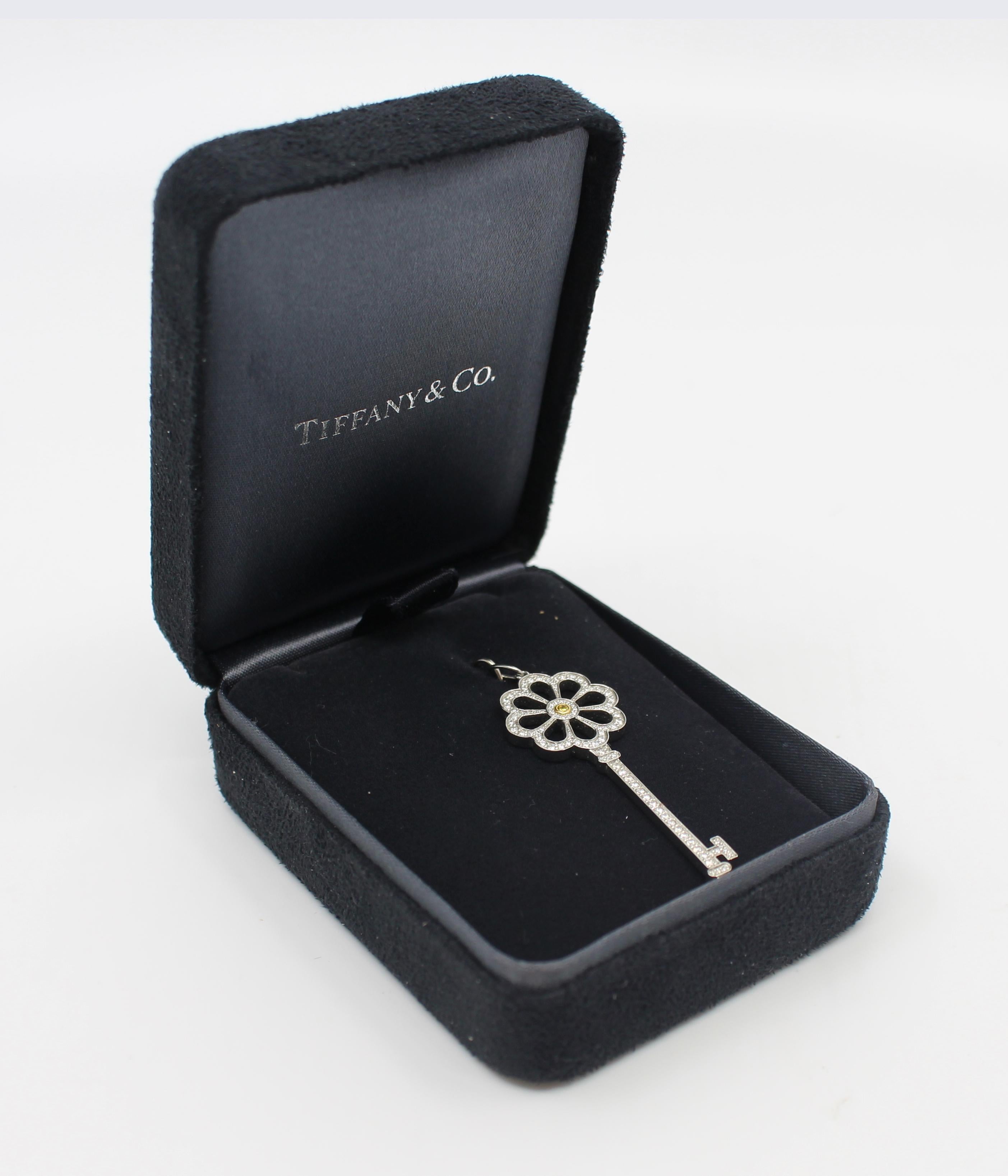 Tiffany & Co. Platinum 18-Carat Gold Diamond Bloom Key Pendant 4