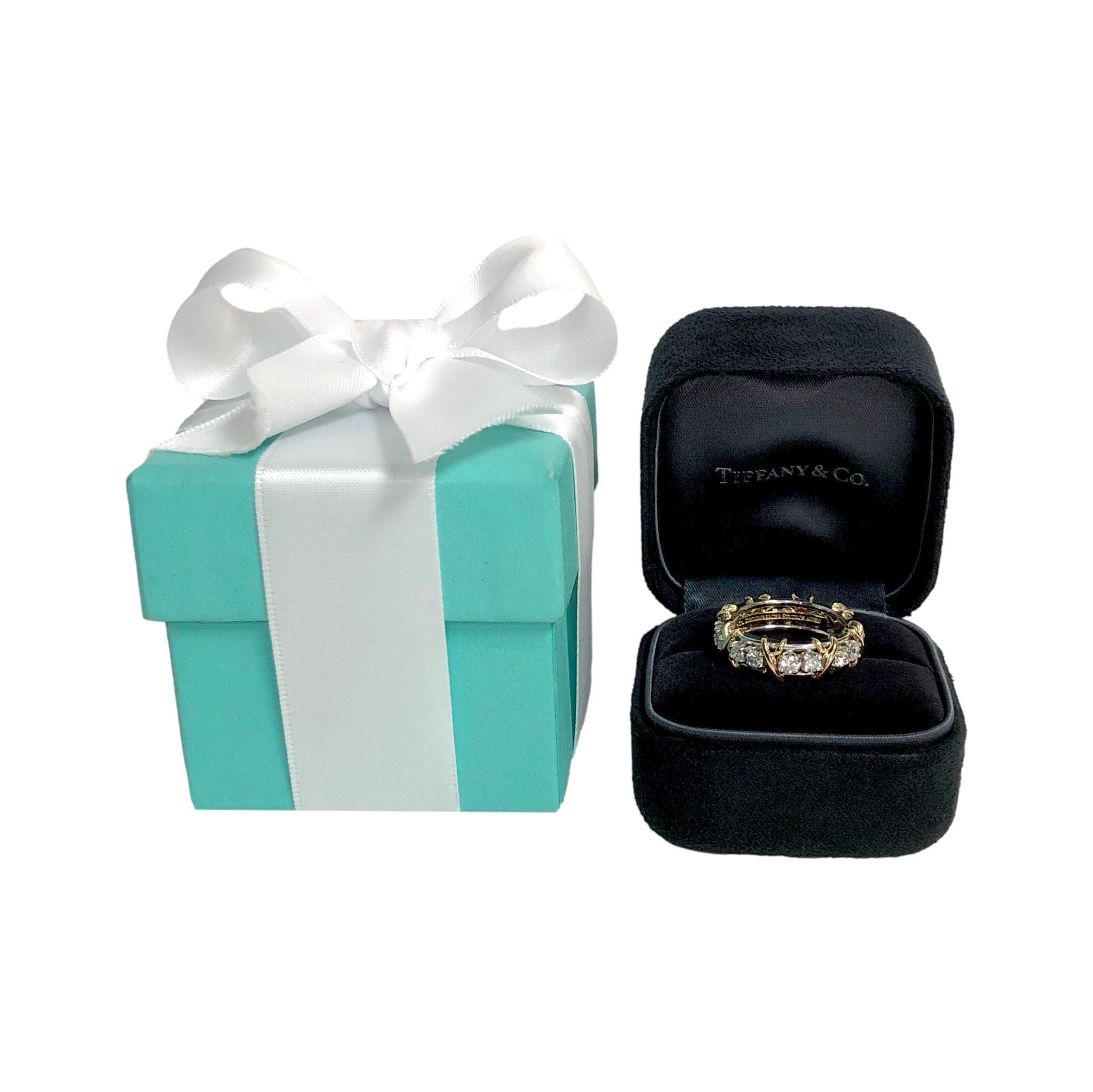 Tiffany & Co. Platinum 18K 16 Stone Schlumberger Diamond Band Ring Size 6.5 4