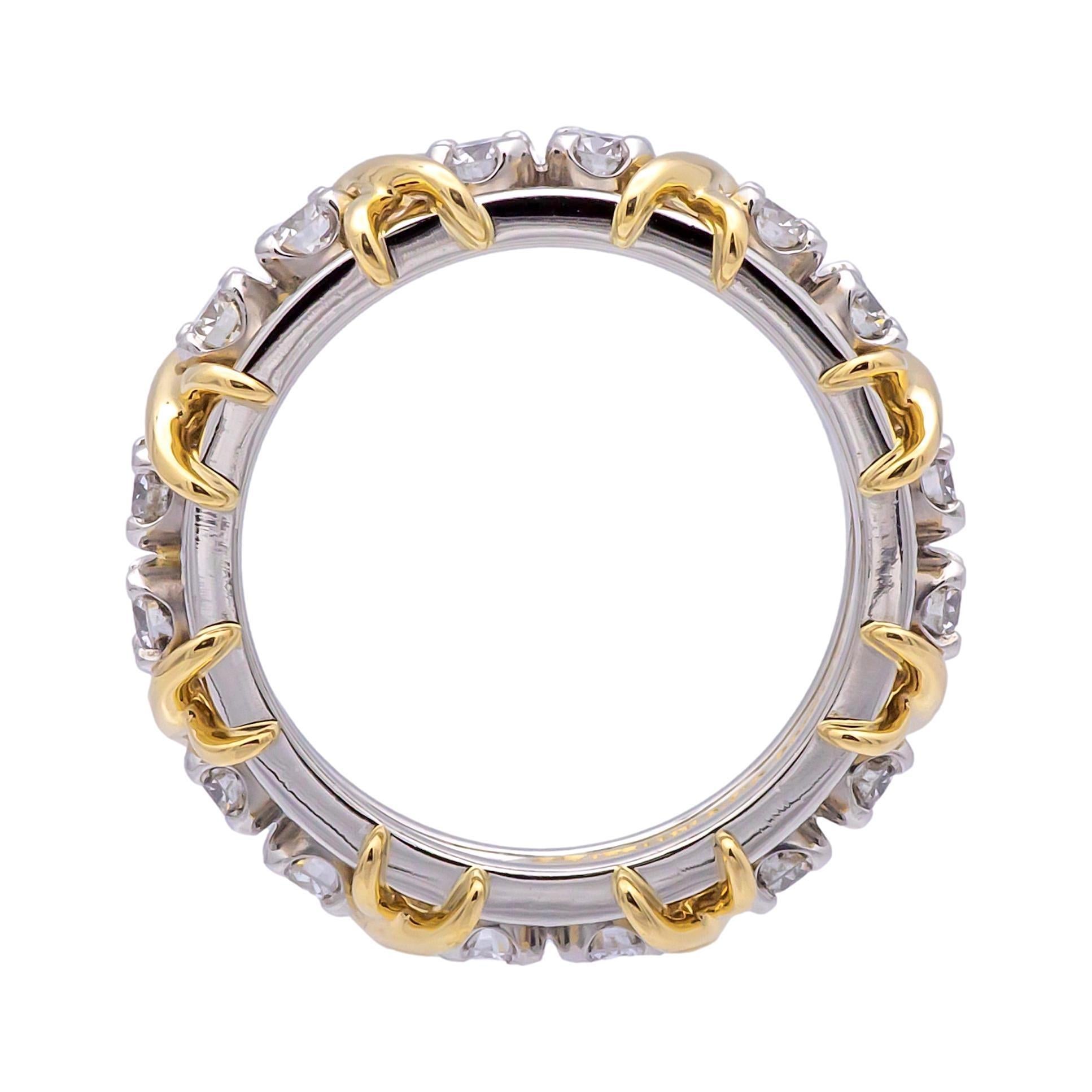 Women's Tiffany & Co. Platinum 18K 16 Stone Schlumberger Diamond Band Ring Size 6.5