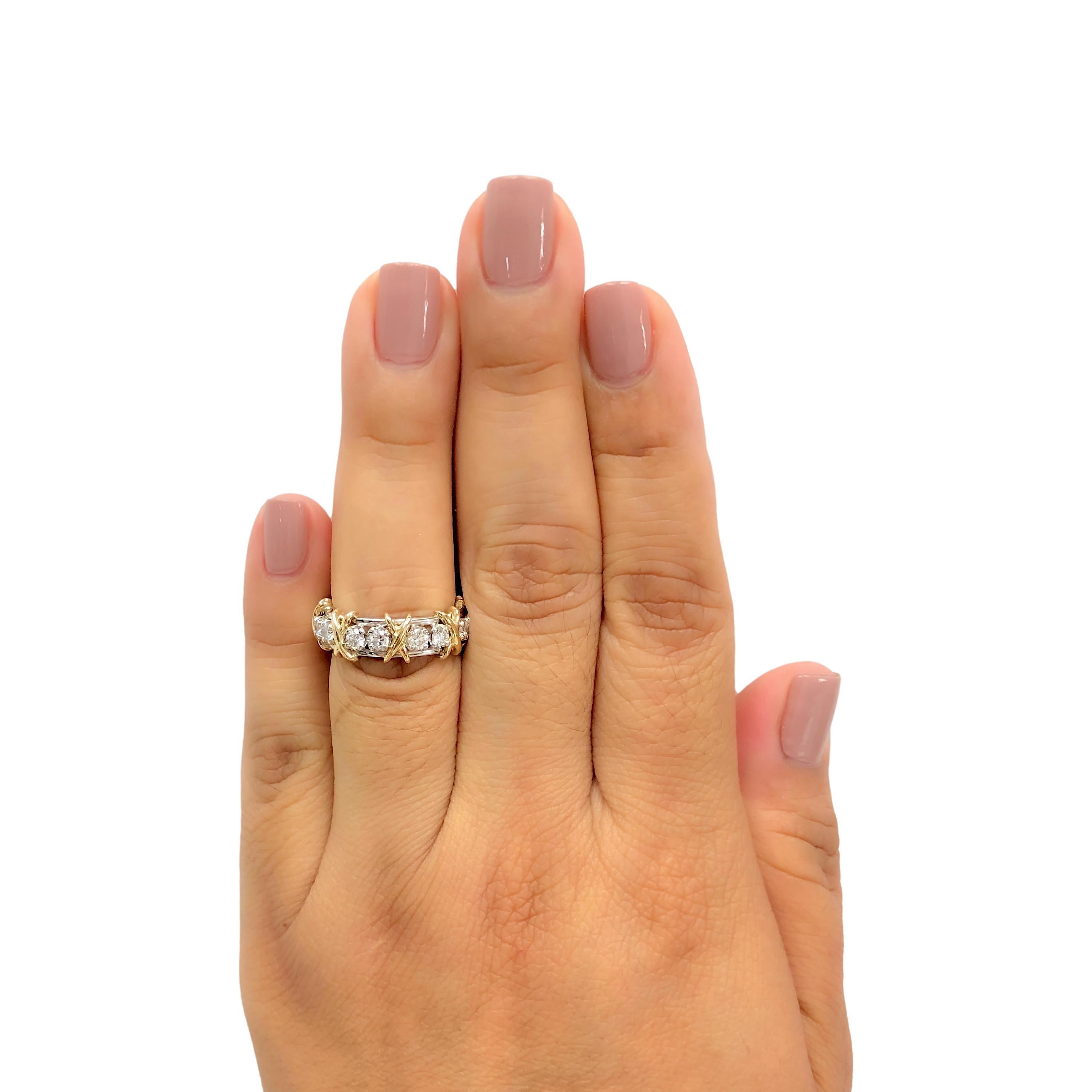Tiffany & Co. Platinum 18K 16 Stone Schlumberger Diamond Band Ring Size 6.5 2