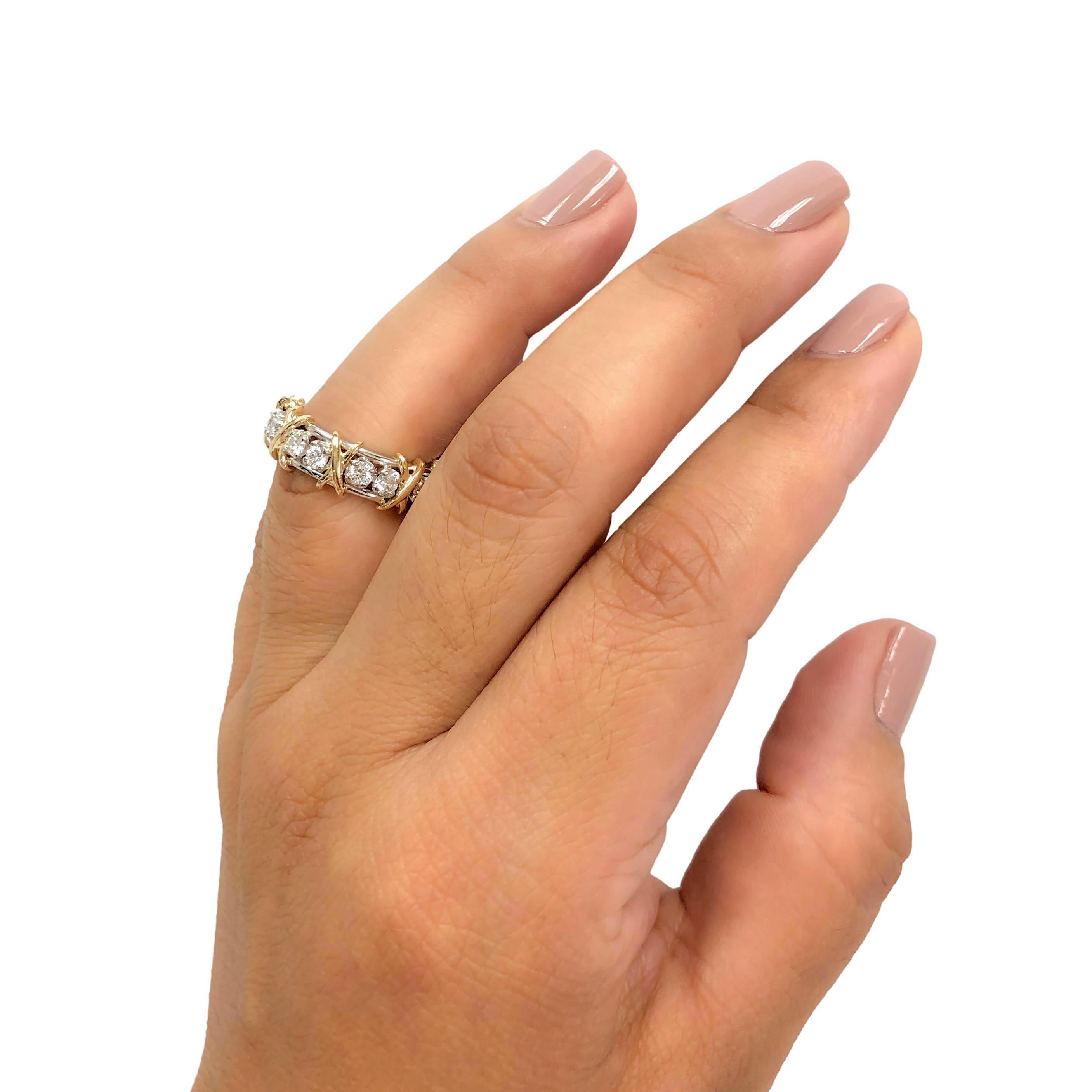 Tiffany & Co. Platinum 18K 16 Stone Schlumberger Diamond Band Ring Size 6.5 3