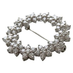 Tiffany & Co. Platinum 18K Gold 4.05 Carat Diamond Floral Wreath Pin Brooch