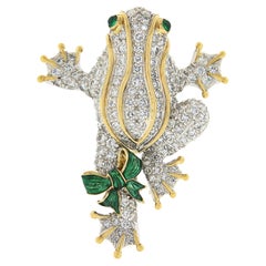 Tiffany & Co. Broche en platine et or 18k avec diamant 5,80ctw et émail vert grenouille