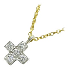 TIFFANY & Co. Platinum 18K Gold Diamond Cruciform Cross Pendant Necklace
