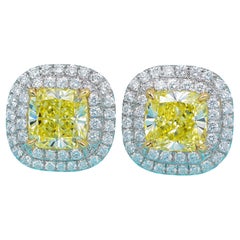 Tiffany & Co. Boucles d'oreilles en platine et or 18k Soleste Fancy Intense Yellow