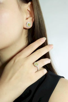 Tiffany & Co Platinum 18K Gold Soleste Yellow Diamond Ring & Earrings Set