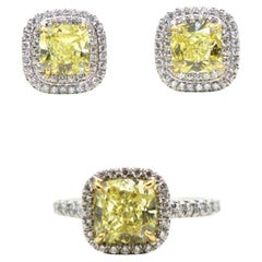 Tiffany
Co. Platin 18K Gold Soleste Gelb Diamant Ring
Ohrringe Set