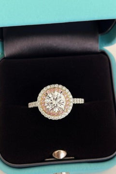 Tiffany & Co. Platinum & 18K Rose Gold Soleste Fancy Pink Diamond Double Ring