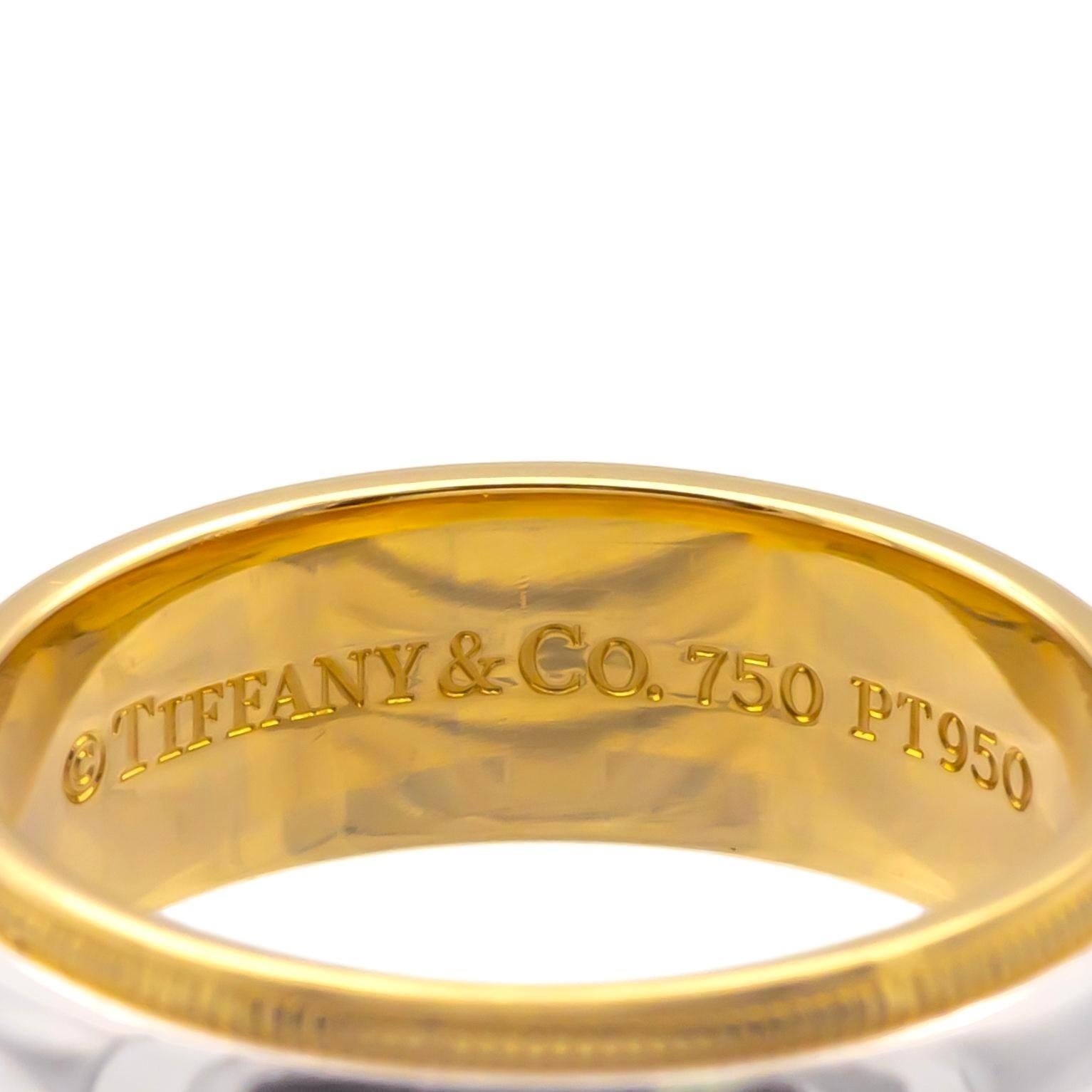 Tiffany & Co. Anillo Doble Milgrain de Platino 18K Juntos Tamaño 5.5 6mm Contemporáneo en venta