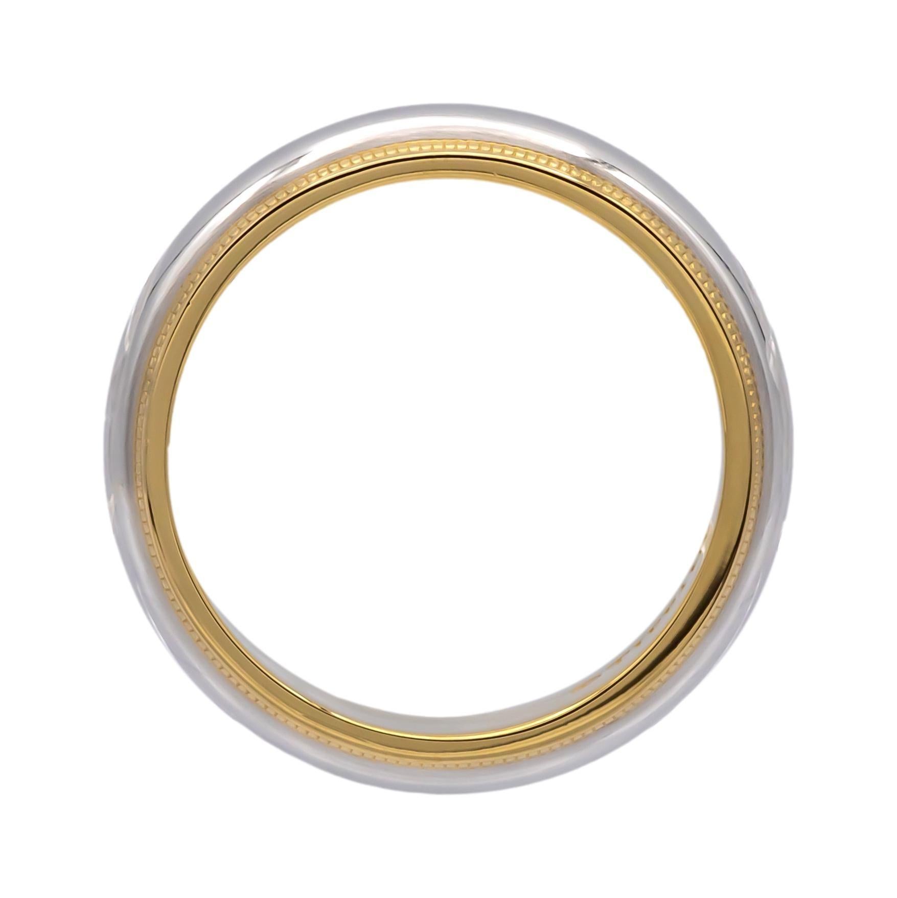 Tiffany & Co. Anillo Doble Milgrain de Platino 18K Juntos Tamaño 5.5 6mm en Excelente estado para la venta en New York, NY