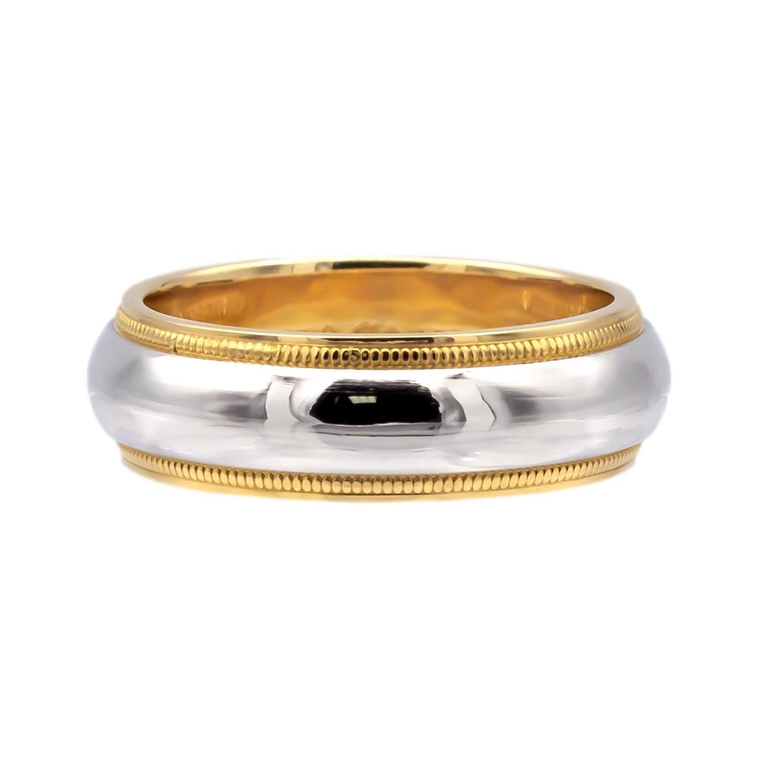 Tiffany & Co. Anillo Doble Milgrain de Platino 18K Juntos Tamaño 5.5 6mm en venta 4