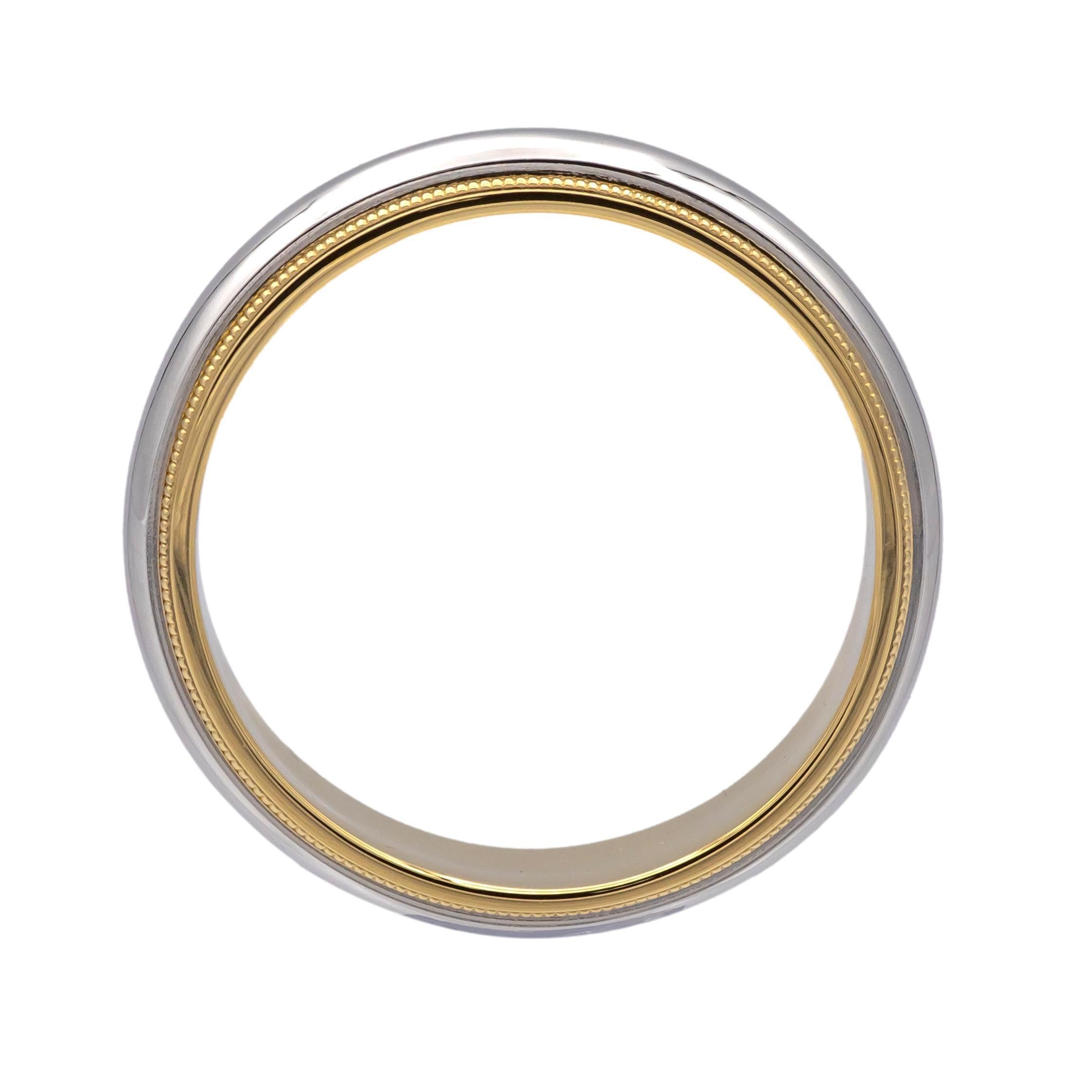 De los hombres Tiffany & Co. Anillo de Platino 18K Juntos Doble Millgrain 6mm para Hombre Talla 10