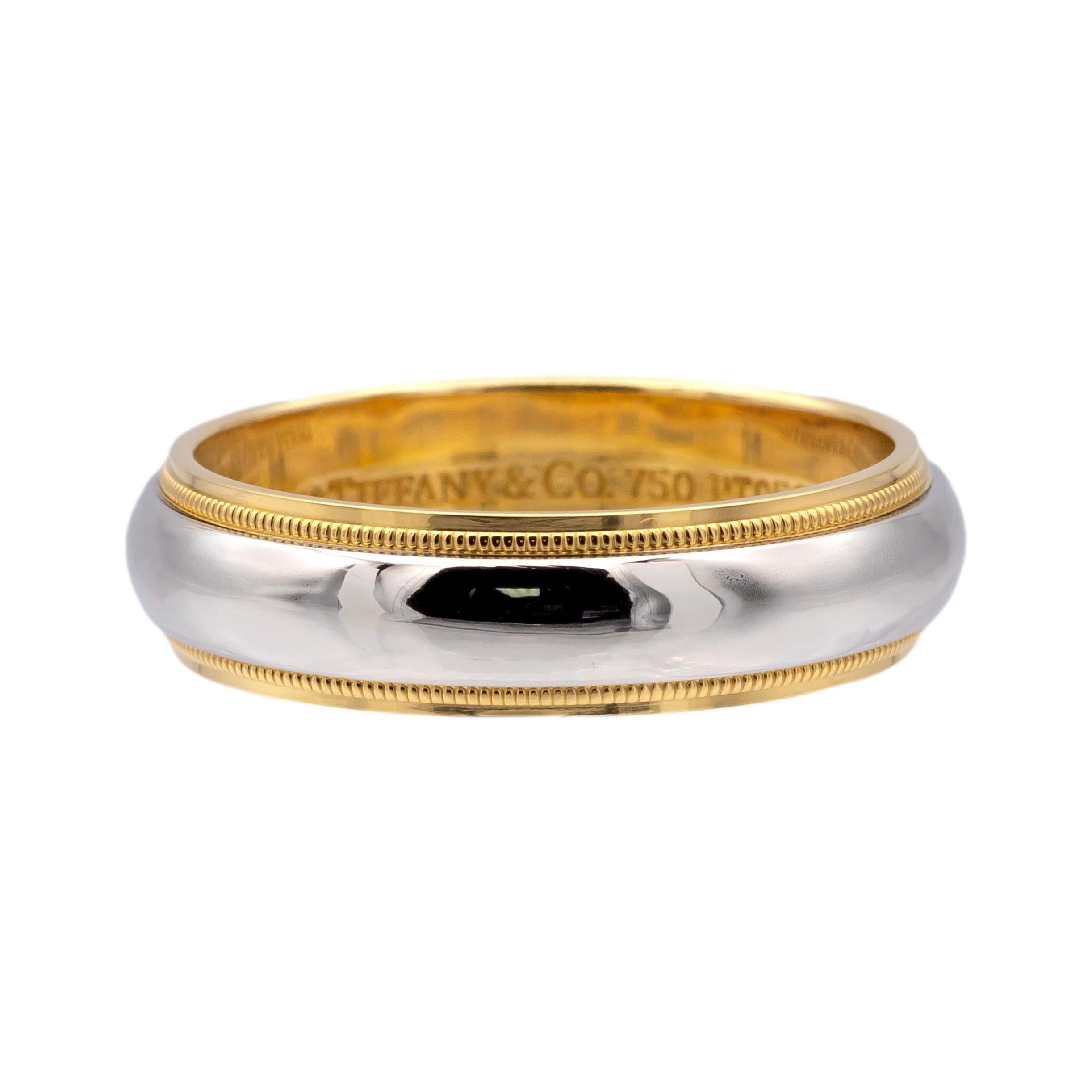 Tiffany & Co. Anillo de Platino 18K Juntos Doble Millgrain 6mm para Hombre Talla 10 4