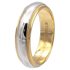 Tiffany & Co. Anillo de Platino 18K Juntos Doble Millgrain 6mm para Hombre Talla 10