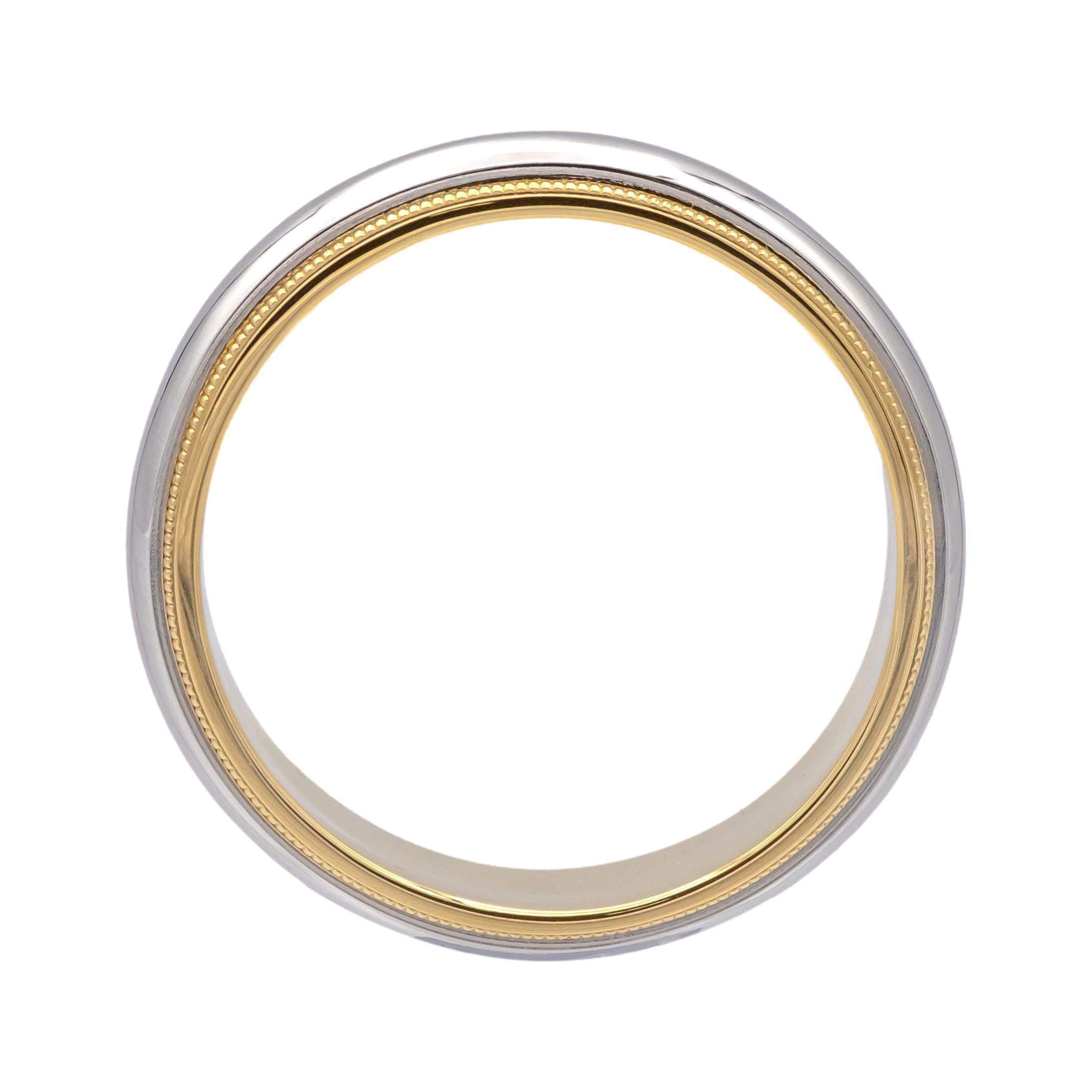 Tiffany & Co. Platino 18 carati insieme doppio Millgrain 6mm Mens Band Ring Sz 11.75 in vendita 6