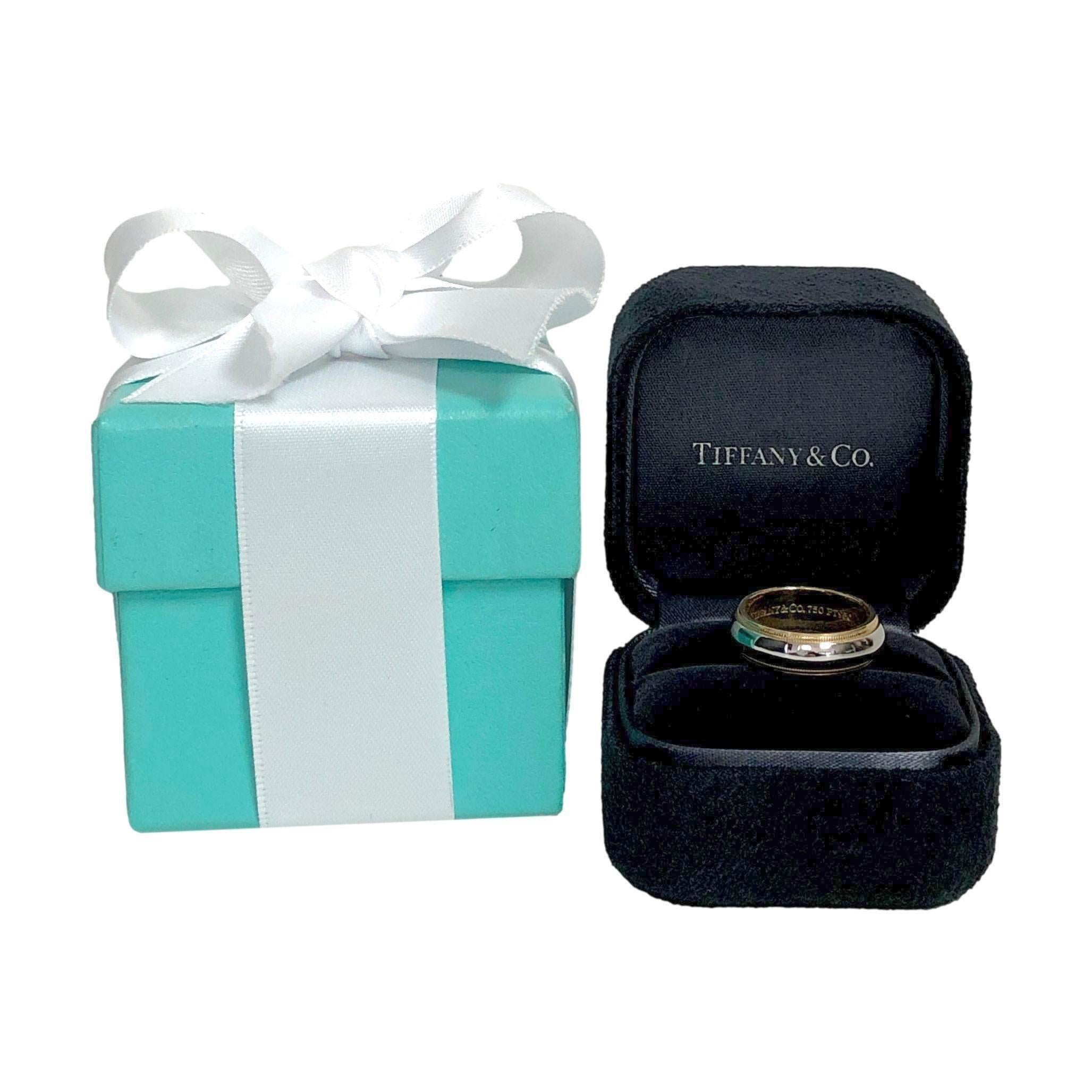 Tiffany & Co. Platino 18 carati insieme doppio Millgrain 6mm Mens Band Ring Sz 11.75 in vendita 7