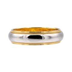 Tiffany & Co. Platinum 18K Together Double Millgrain 6mm Mens Band Ring Sz 11.75