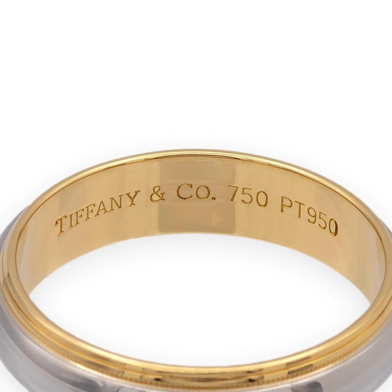 Tiffany & Co. Platino 18 carati insieme doppio Millgrain 6mm Mens Band Ring Sz 11.75 in vendita 4