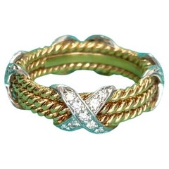 Tiffany & Co Platinum & 18k Yellow Gold Diamond x Ring