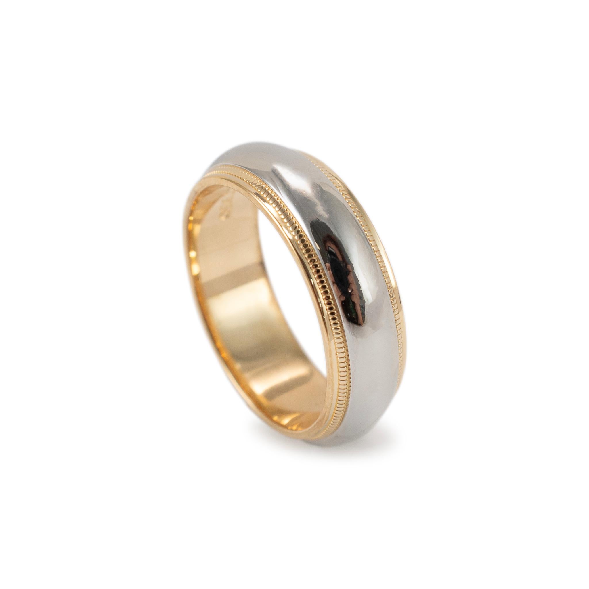Tiffany & Co. Platinum & 18K Yellow Gold Tiffany Together Milgrain Band Ring im Zustand „Hervorragend“ im Angebot in Houston, TX