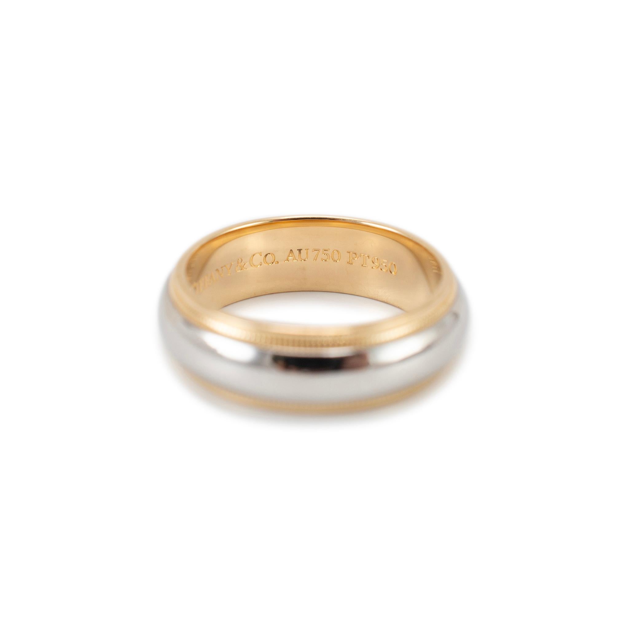 Tiffany & Co. Platinum & 18K Yellow Gold Tiffany Together Milgrain Band Ring im Angebot 1