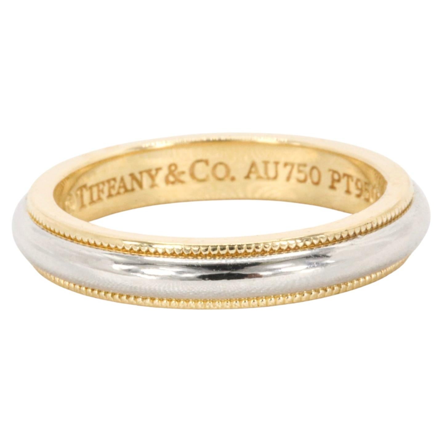 Tiffany & Co. Platinum & 18K Yellow Gold Together: Milgrain Band