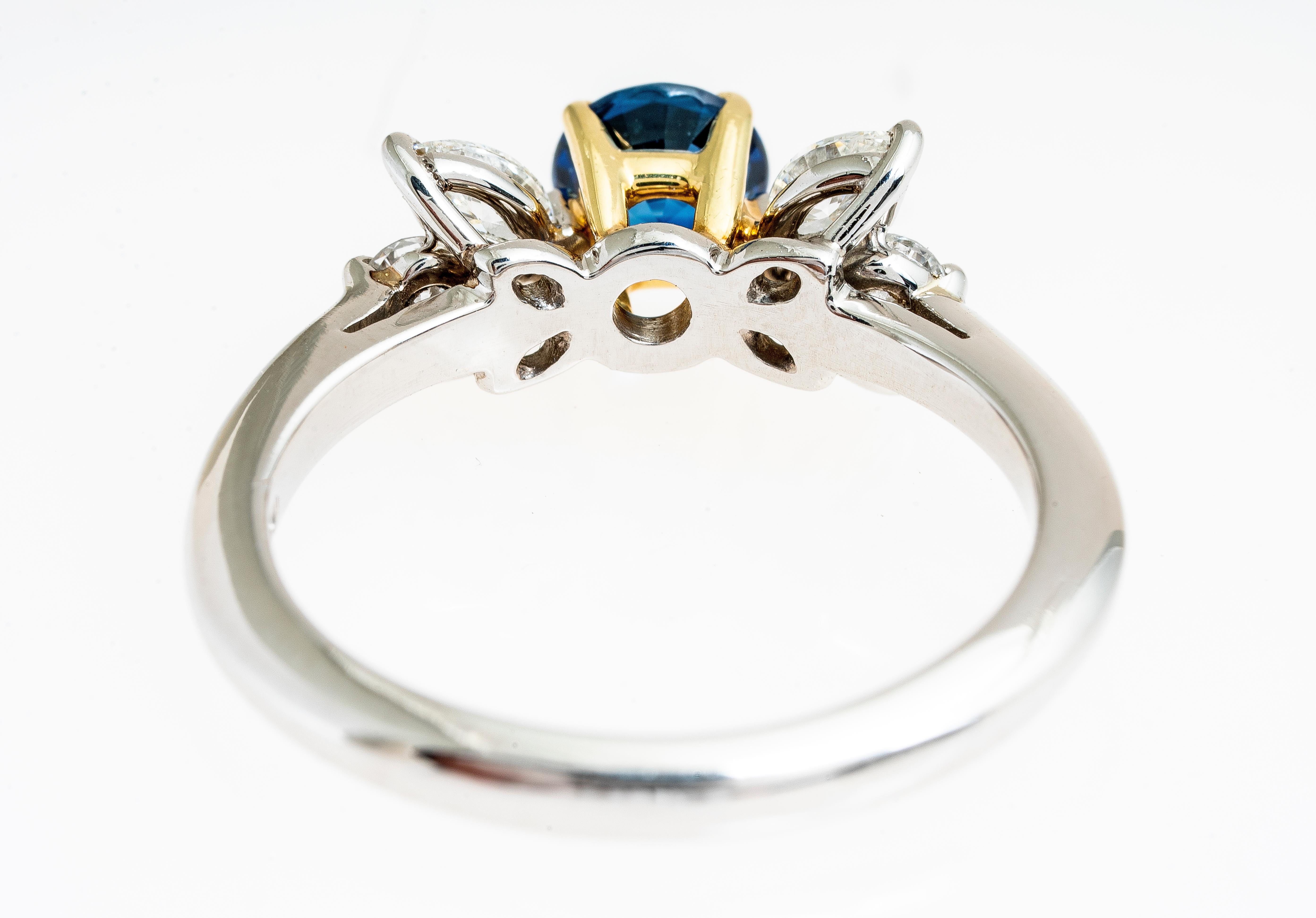 Tiffany & Co. Platinum/18 Karat Yellow Blue Sapphire and Diamond Victoria Ring In Good Condition For Sale In San Diego, CA