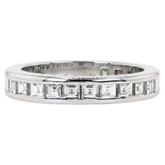 Tiffany & Co Platinum 2.08 Carat Square Diamond Eternity Wedding Band Ring 3.5mm