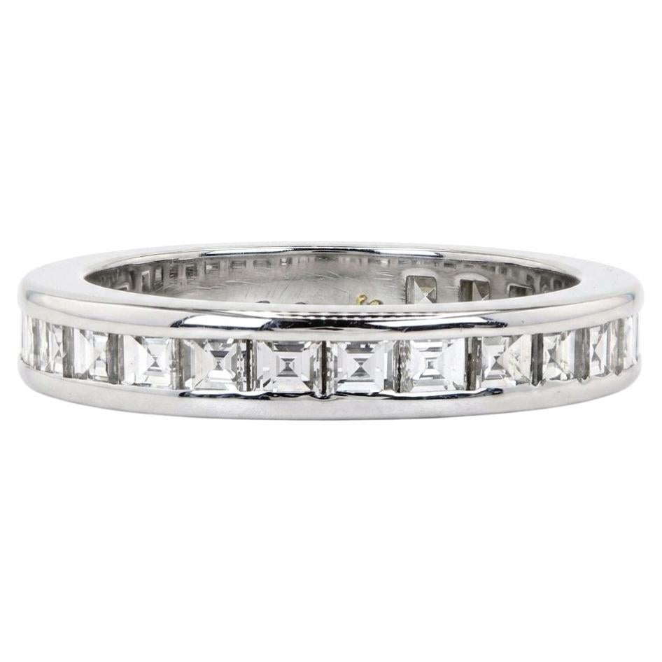 Tiffany & Co Platinum 2.08 Carat Square Diamond Eternity Wedding Band Ring 3.5mm For Sale
